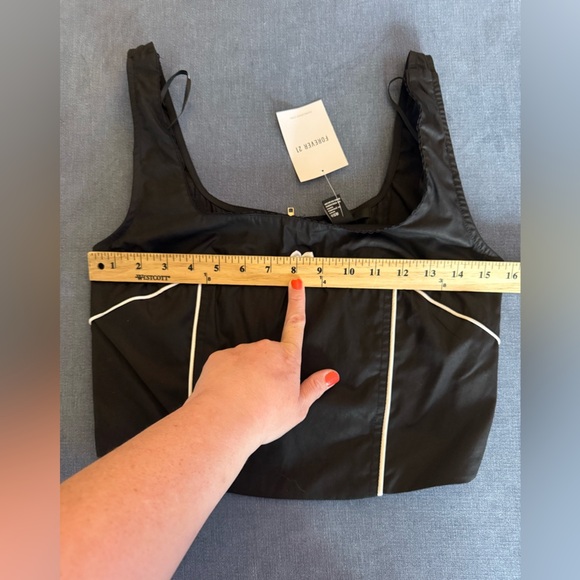 Forever 21 Womens Black Corset Cropped Tank Top SZ MD New Bow Summer Coquette - Picture 7 of 8